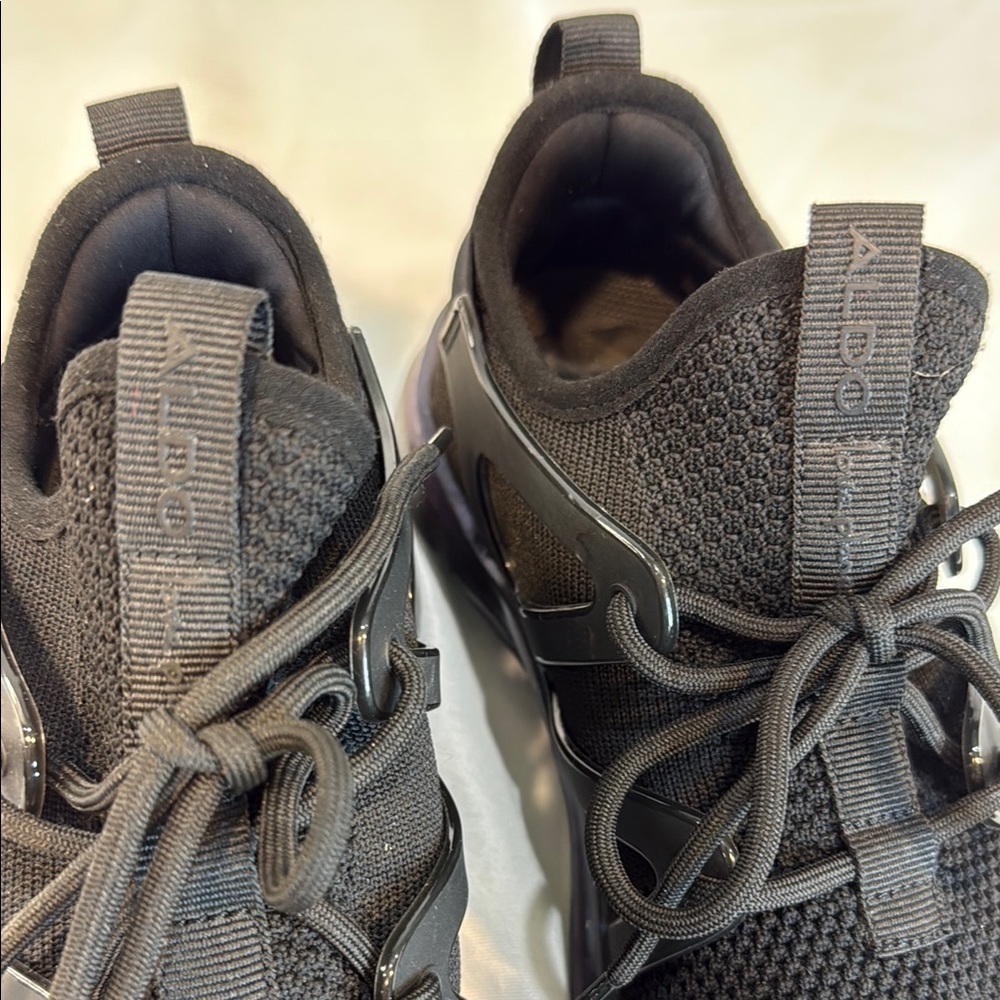 Aldo Brand, Woman’s Black Athletic Sneakers with holographic rubber soles, 7.5 - Picture 4 of 11